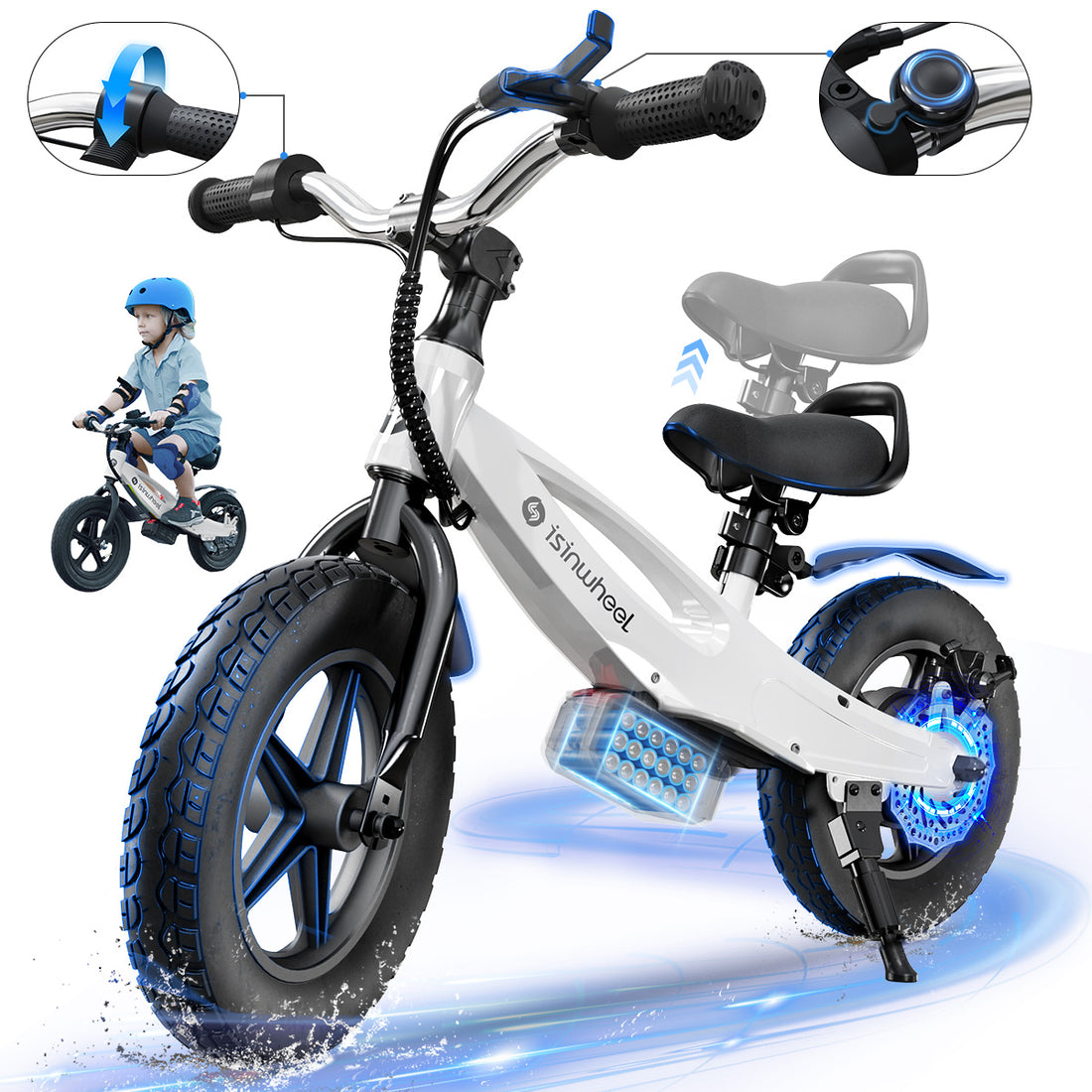 isinwheel SK12 Bicicleta Eléctrica para Niños